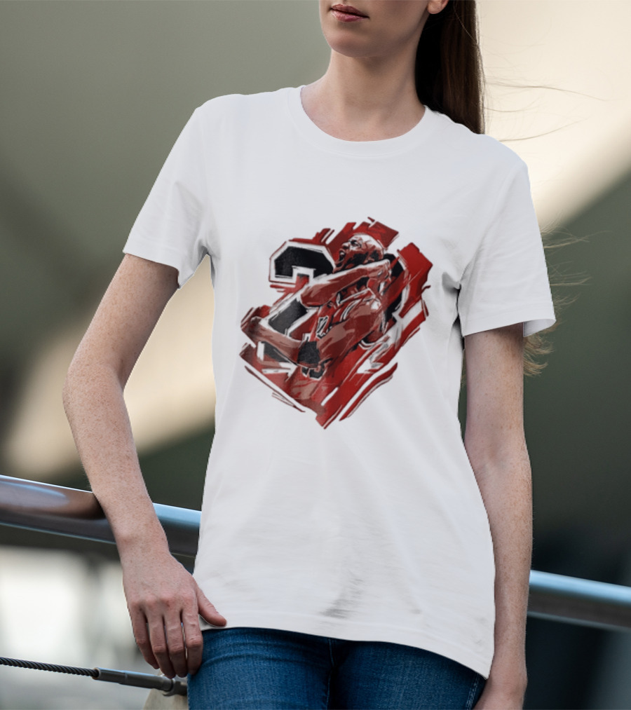 Basketball Player Number 23 Celebration Red Brushstrokes T-Shirt