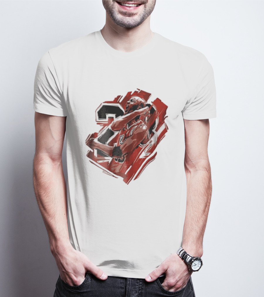 Basketball Player Number 23 Celebration Red Brushstrokes T-Shirt