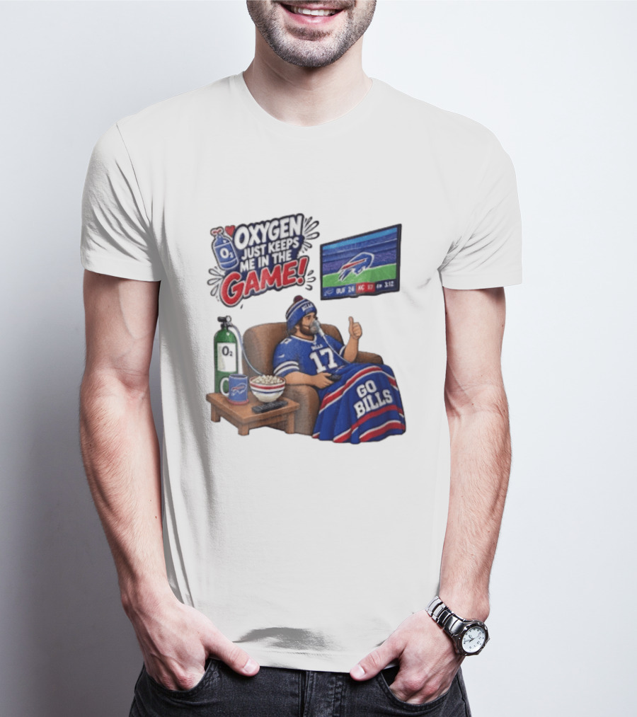 Buffalo Bills Oxygen Just Keeps Me In The Game Go Bills Cartoon Man Ing TV T-Shirt