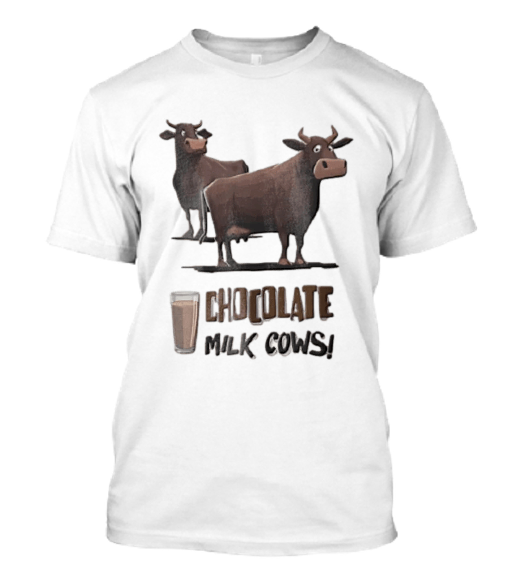 Brown Cartoon Cattle Chocolate Milk Cows Two Standing Glass Cup T-Shirt