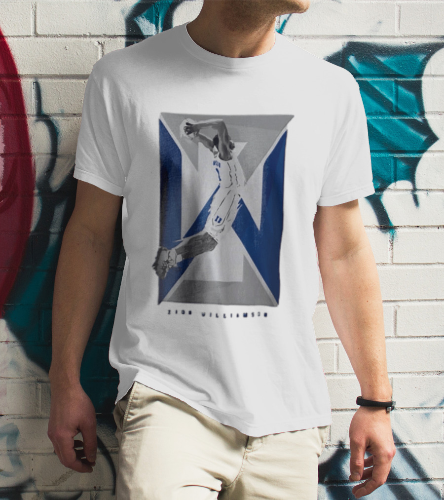 Duke Blue Devils NCAA Zion Williamson Basketball Player Dunking Geometric Number 1 T-Shirt
