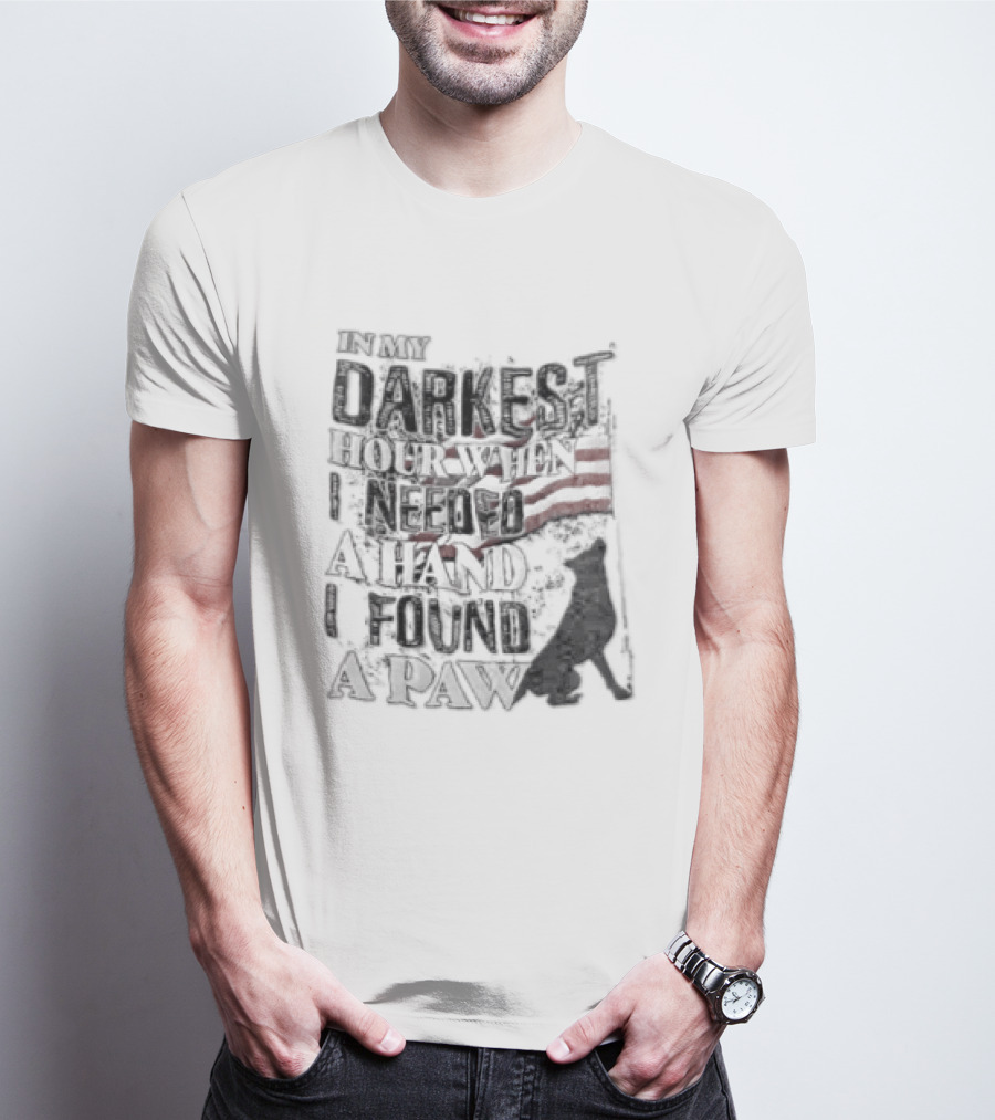 In My Darkest Hour When I Needed A Hand I Found A Paw USA Flag Dog T-Shirt