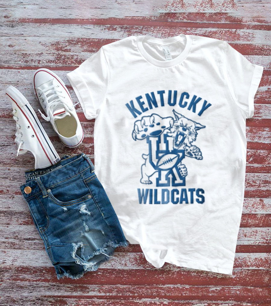 Kentucky Wildcats Roaring Big Paw Monogram UK Football T-Shirt