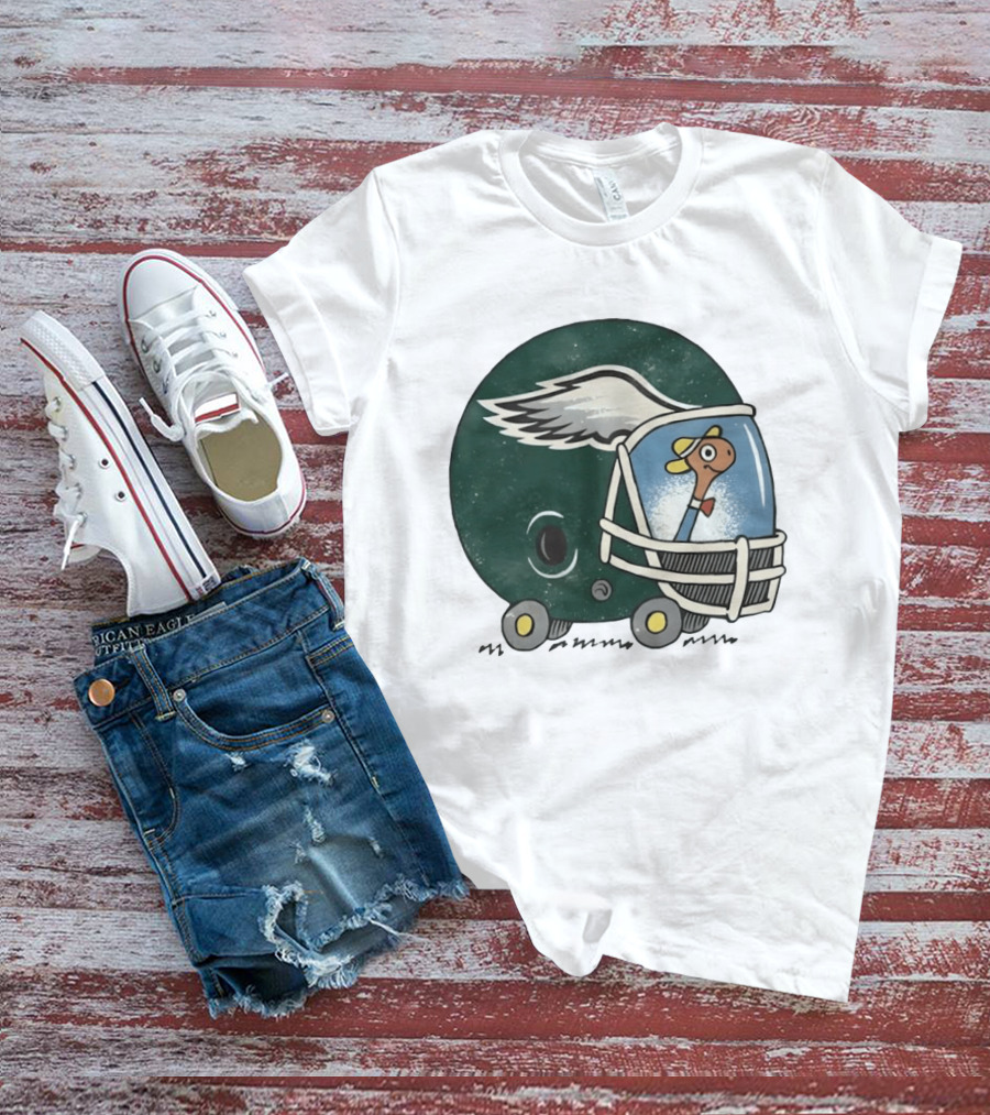 Philadelphia Eagles Worm Inside Football Helmet Sports Humor T-Shirt