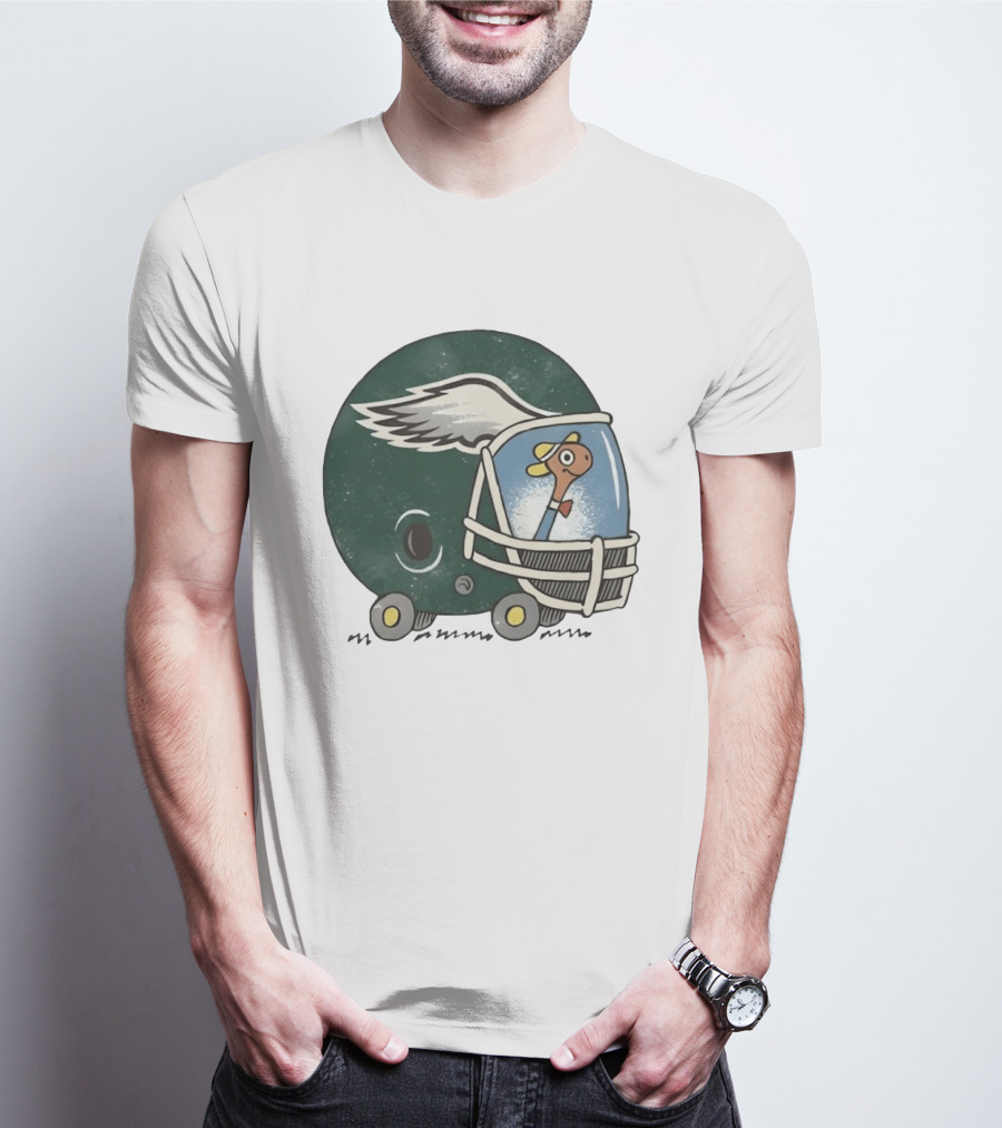 Philadelphia Eagles Worm Inside Football Helmet Sports Humor T-Shirt