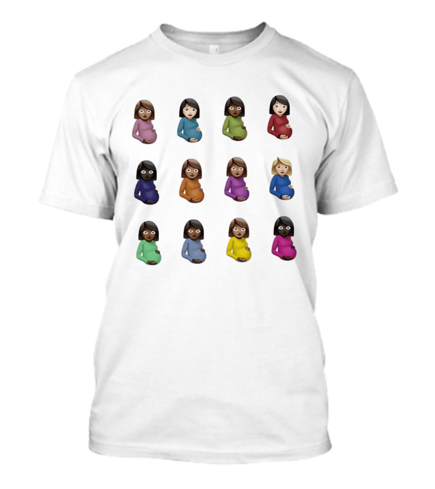 Pregnant Women Emoji Stickers Diverse Colors Collection T-Shirt