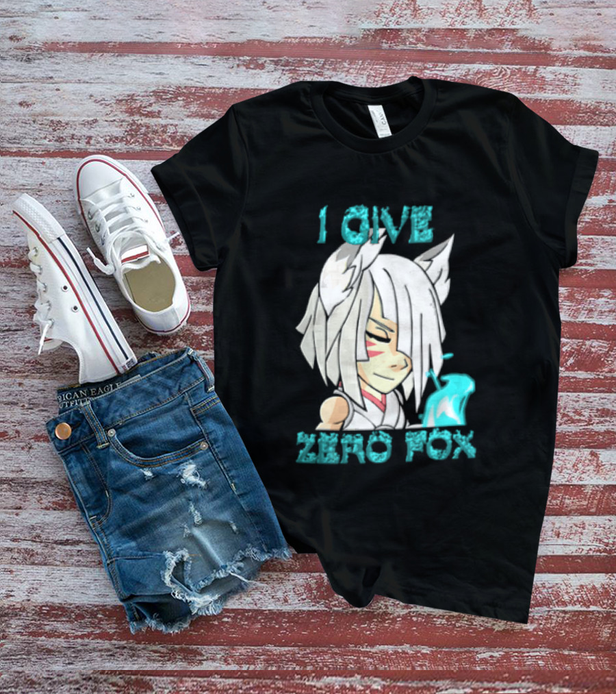 I Give Zero Fox White Hair Kitsune Blue Flame T-Shirt