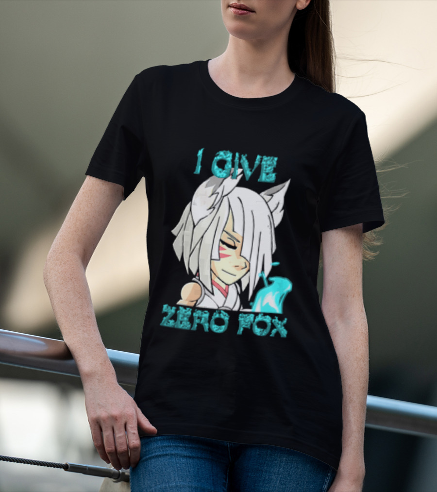 I Give Zero Fox White Hair Kitsune Blue Flame T-Shirt