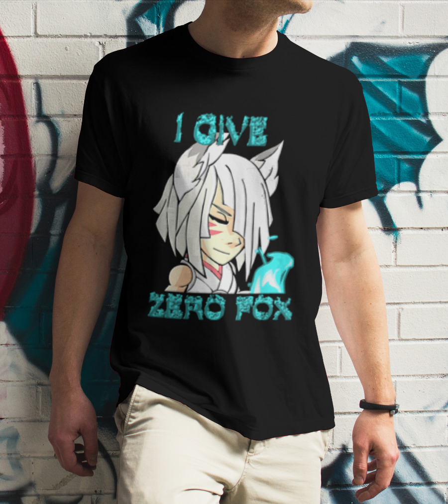 I Give Zero Fox White Hair Kitsune Blue Flame T-Shirt