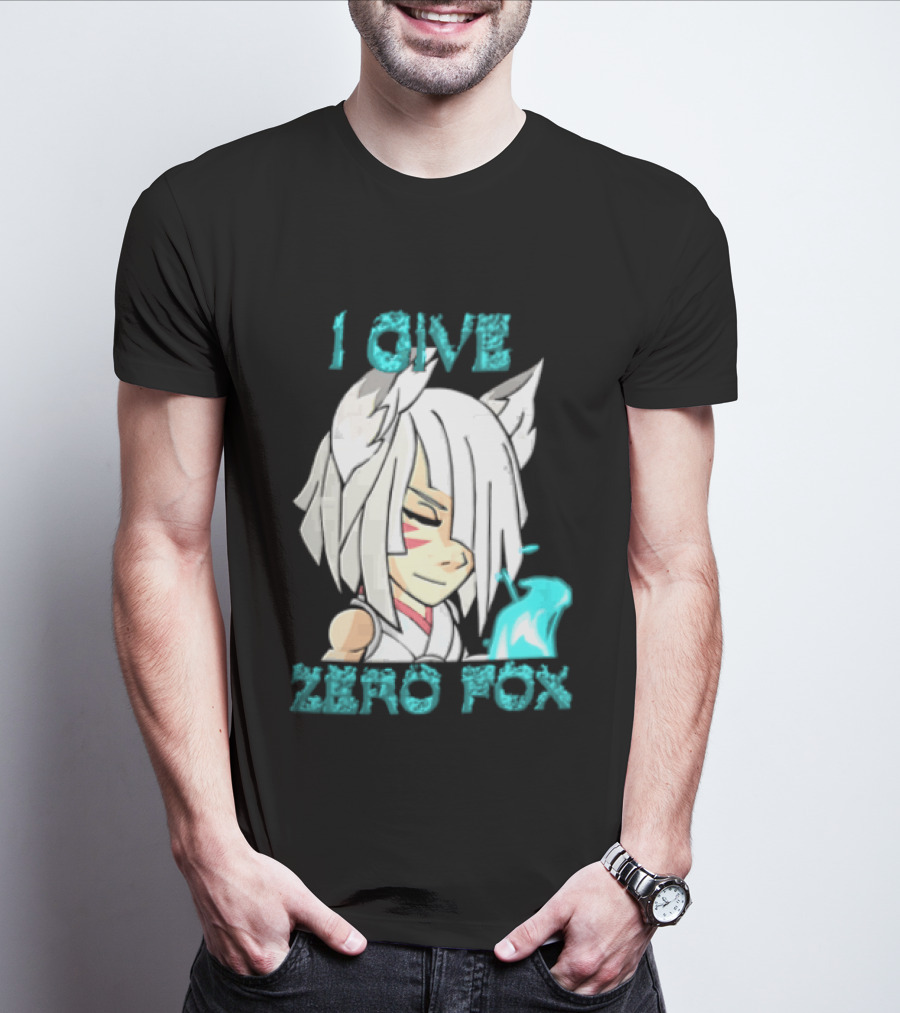 I Give Zero Fox White Hair Kitsune Blue Flame T-Shirt
