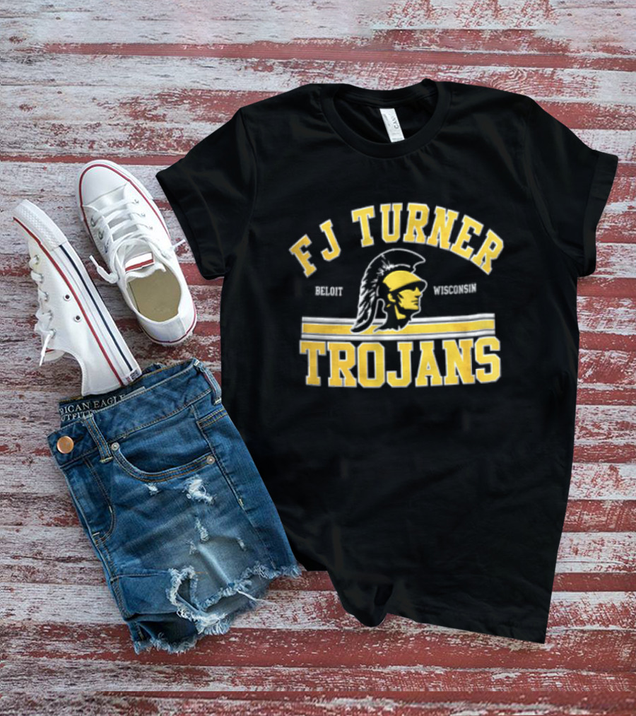 FJ Turner Trojans Beloit Wisconsin Crested Helmet Profile Head T-Shirt
