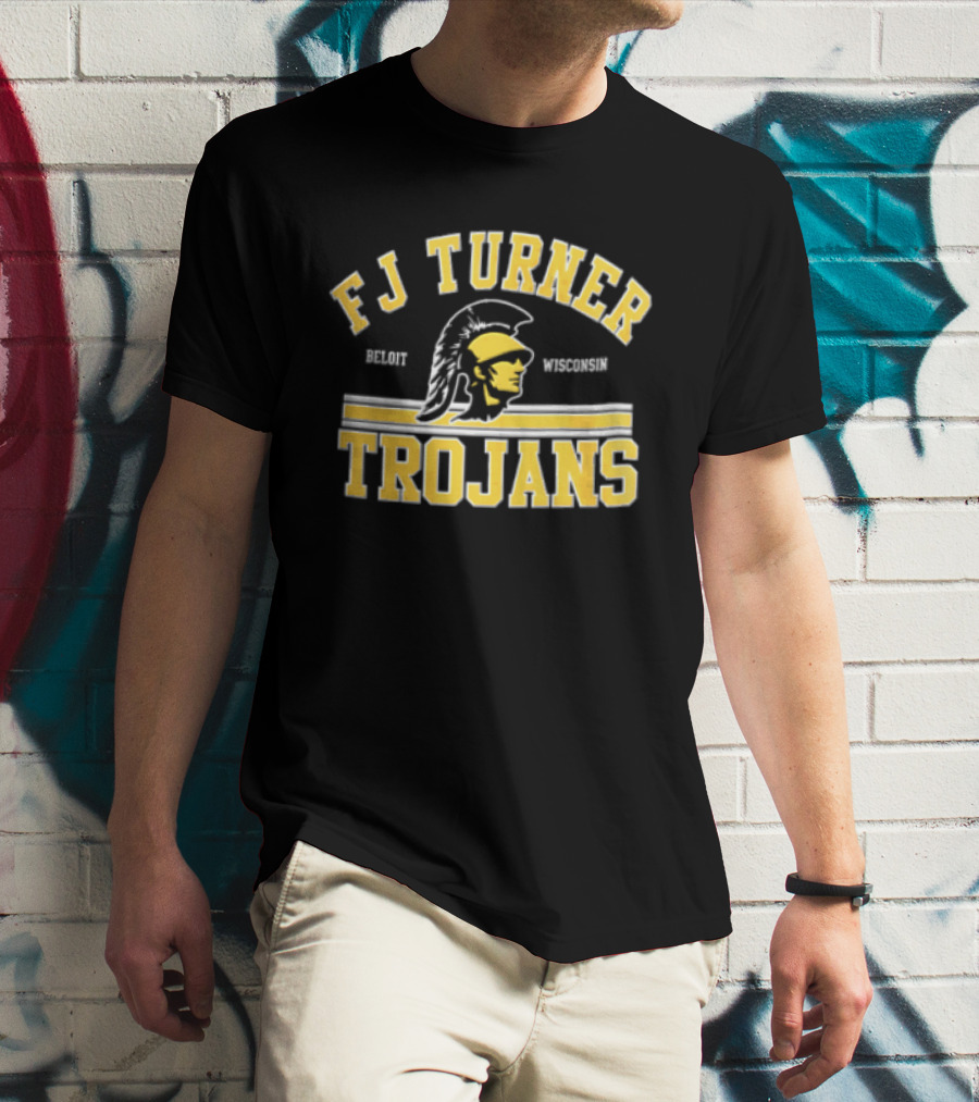 FJ Turner Trojans Beloit Wisconsin Crested Helmet Profile Head T-Shirt