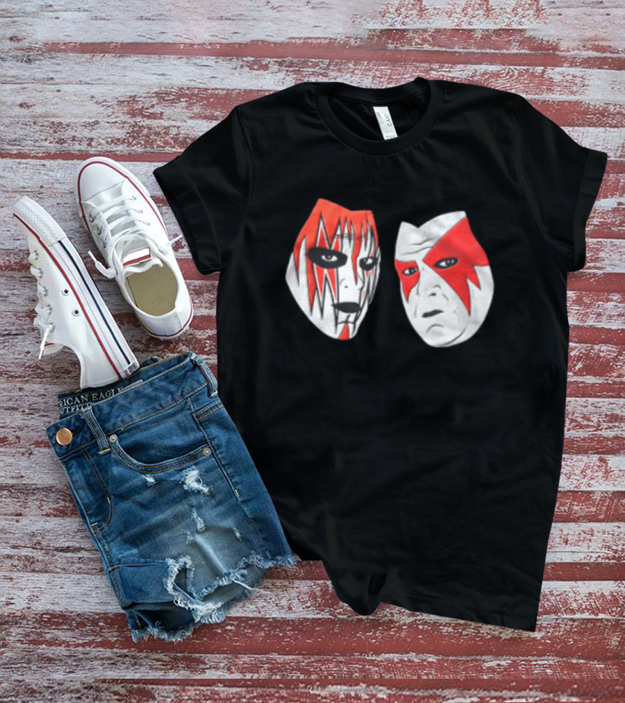 Red And White Face Paint Wrestler Cartoon Caricatures T-Shirt