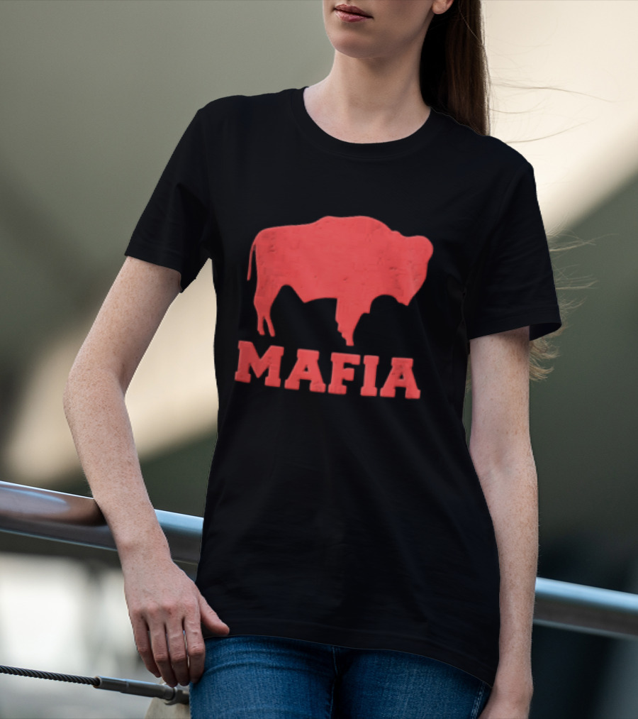 Mafia Distressed Red American Buffalo Bison T-Shirt