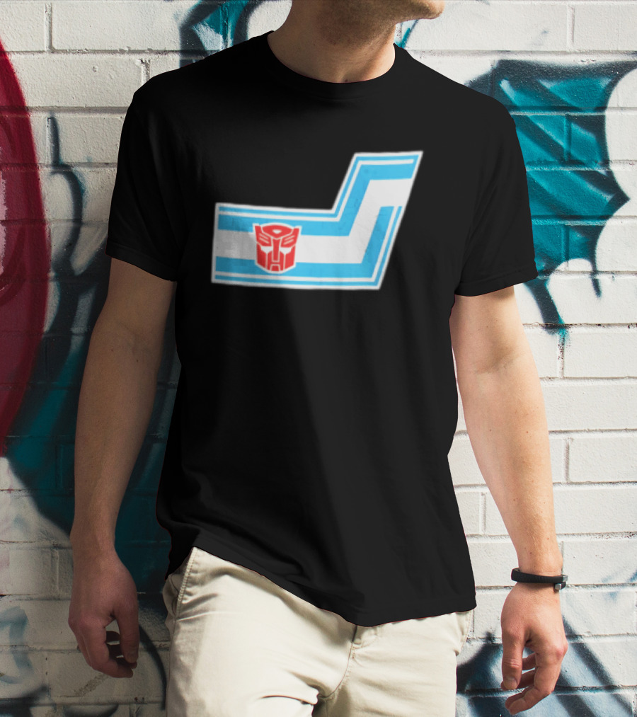 Transformers Autobots Red Insignia Blue White Racing Stripes Chevron Stickers T-Shirt