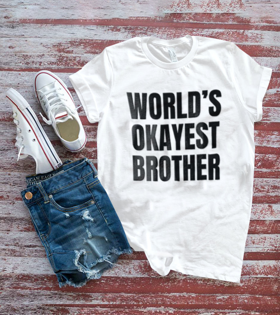 World's Okayest Brother Sans Serif Black T-Shirt