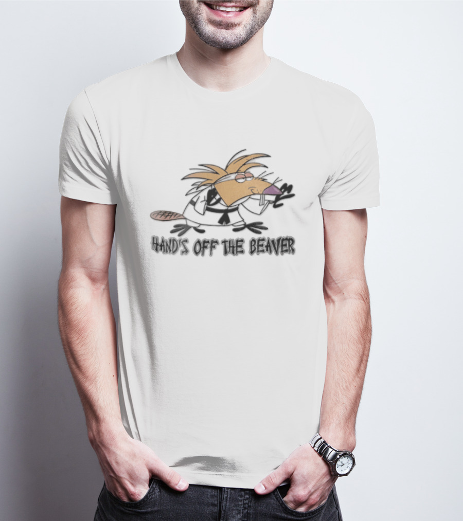 Hands Off The Beaver Cartoon Rodent Martial Arts Karate Gi Stance T-Shirt