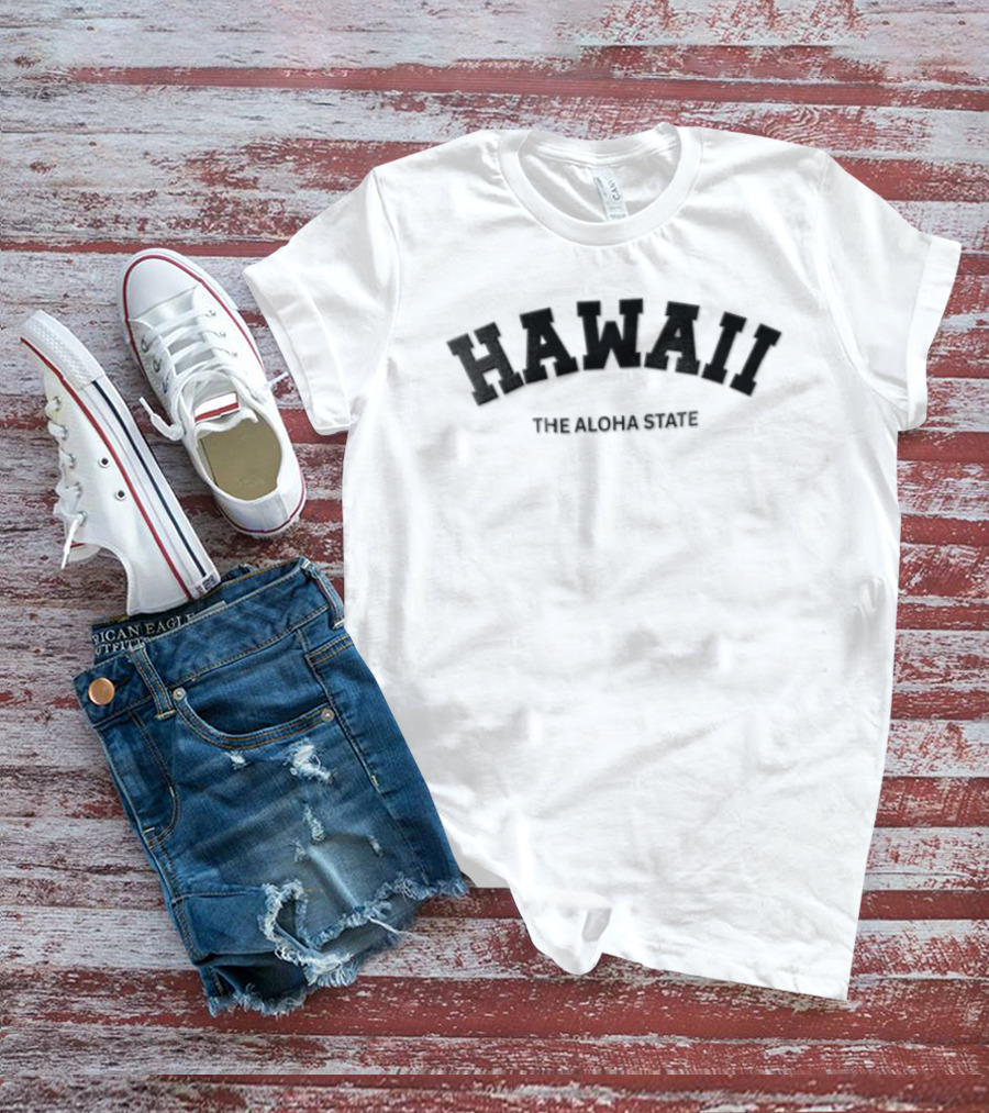 Hawaii The Aloha State Arched Varsity Athletic T-Shirt