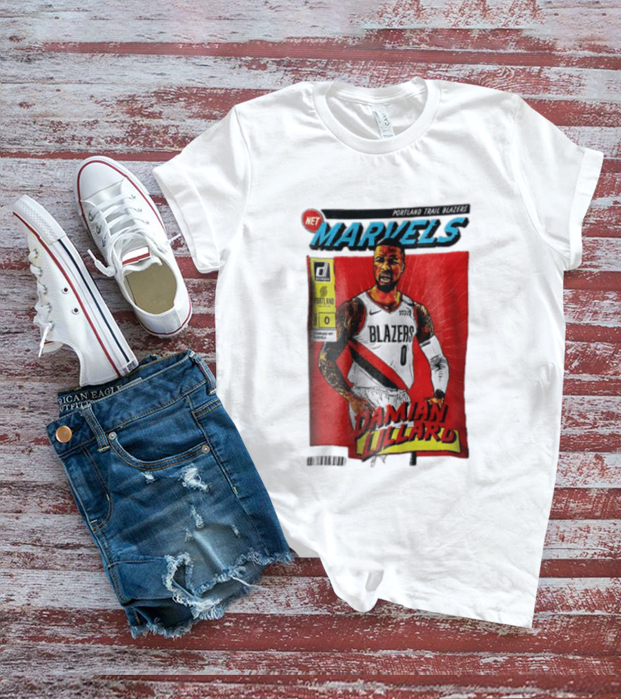 Portland Trail Blazers Net Marvels Damian Lillard Comic Cover NBA Issue 0 Halftone T-Shirt