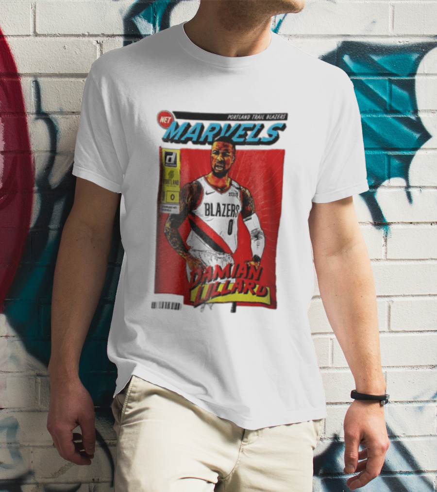 Portland Trail Blazers Net Marvels Damian Lillard Comic Cover NBA Issue 0 Halftone T-Shirt