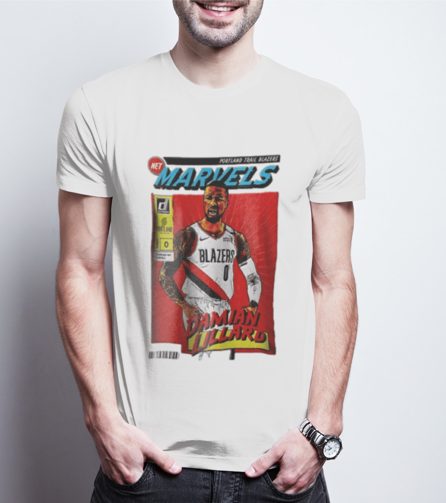 Portland Trail Blazers Net Marvels Damian Lillard Comic Cover NBA Issue 0 Halftone T-Shirt