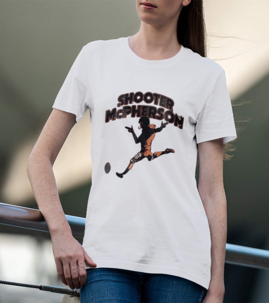 Shooter Mcpherson Football Kicker Finger Guns Distressed Player T-Shirt