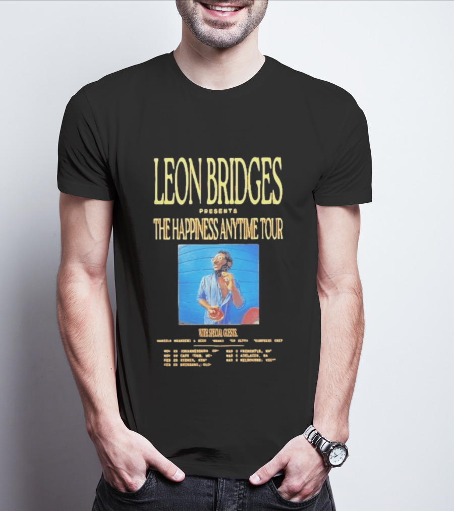 Leon Bridges Presents The Happiness Anytime Tour 2026 With Special Guests Tour Dates Chicago Los Angeles Atlanta T-Shirt