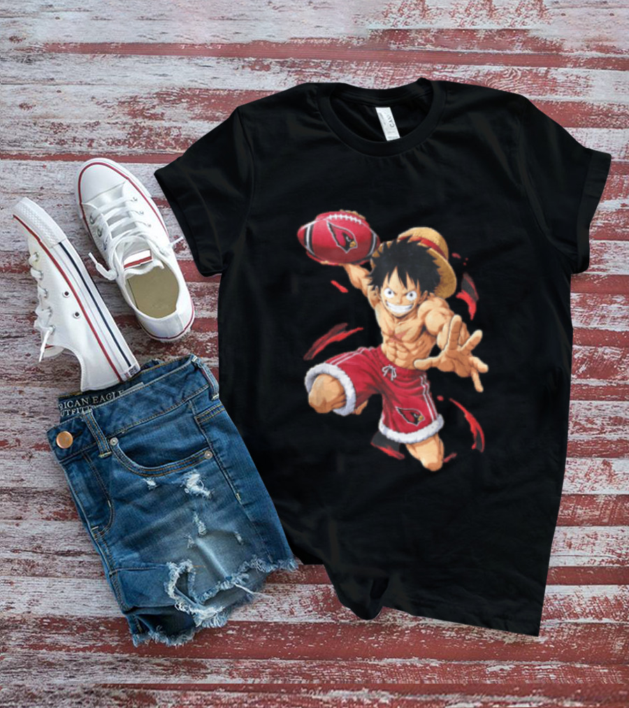 Arizona Cardinals Straw Hat Anime Football Player Action T-Shirt