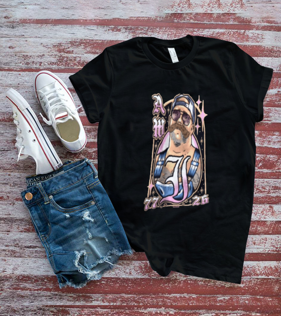 AW 77 26 Mustache Sunglasses Overalls Tattoo T-Shirt