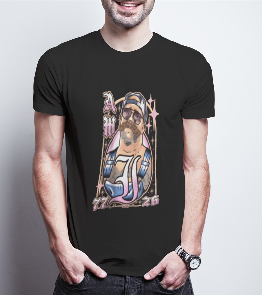 AW 77 26 Mustache Sunglasses Overalls Tattoo T-Shirt