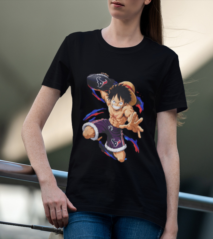 Anime Luffy Houston Texans Football Fan T-Shirt