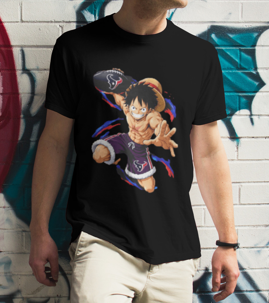 Anime Luffy Houston Texans Football Fan T-Shirt