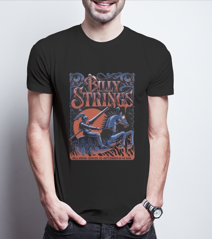 Billy Strings Ball Arena Denver CO September 18 19 2026 Lewy Jones Knight On Horseback T-Shirt