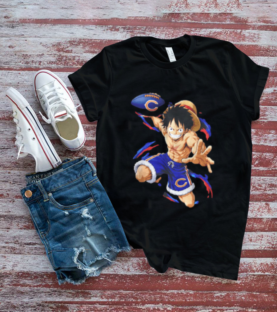 Chicago Bears Straw Hat Pirate Football Anime Crossover Adventures T-Shirt