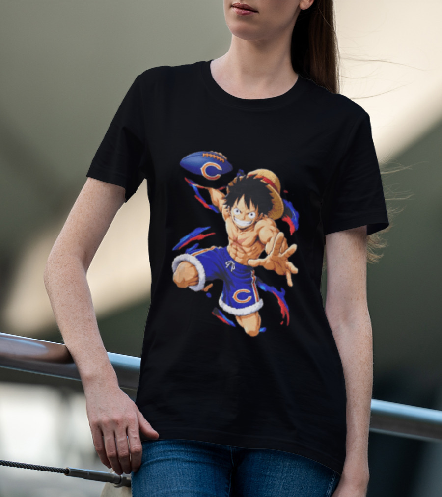 Chicago Bears Straw Hat Pirate Football Anime Crossover Adventures T-Shirt