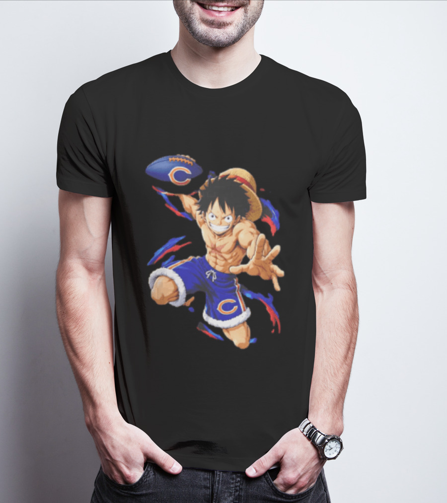 Chicago Bears Straw Hat Pirate Football Anime Crossover Adventures T-Shirt