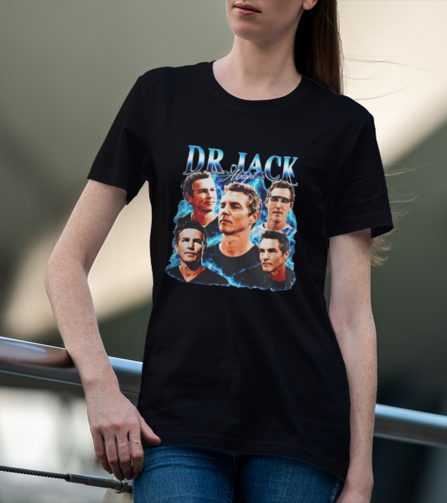 Dr Jack Abigail Bootleg Lightning Doctor Portraits Black T-Shirt