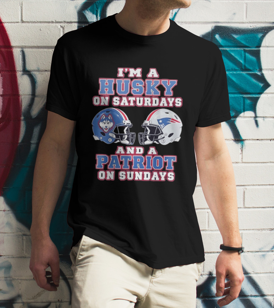 I'm A Husky On Saturdays And A Patriot On Sundays Football Helmets T-Shirt