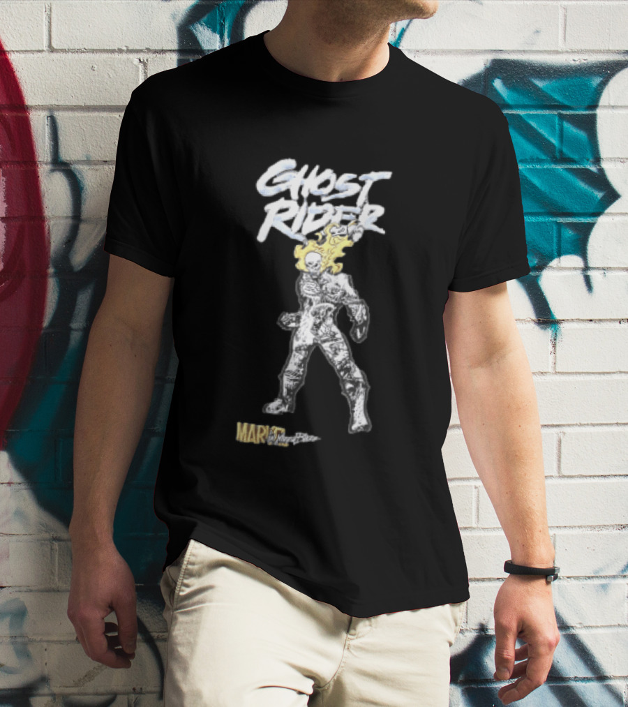 Marvel Ghost Rider Johnny Blaze Flaming Skull Comic Sketch T-Shirt