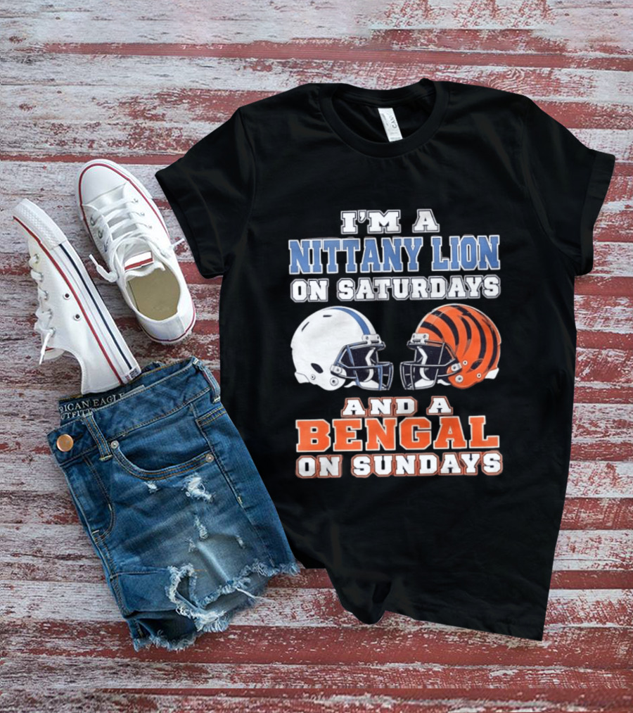 Nittany Lion On Saturdays Bengal On Sundays Football Fan Helmets T-Shirt