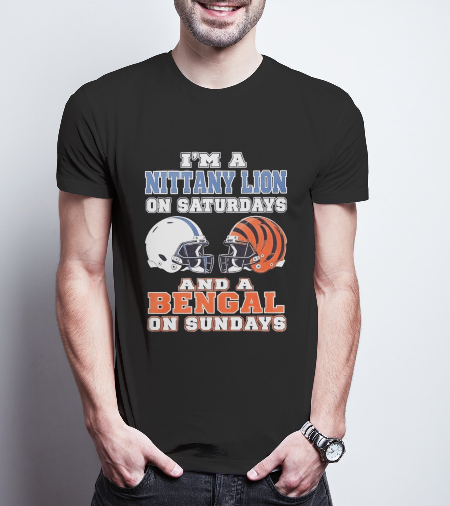 Nittany Lion On Saturdays Bengal On Sundays Football Fan Helmets T-Shirt
