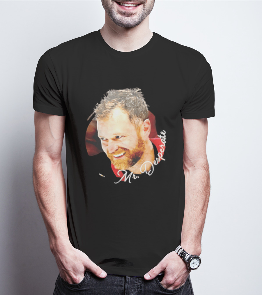 Mr Desperate Smiling Bearded Man Circular Photo T-Shirt