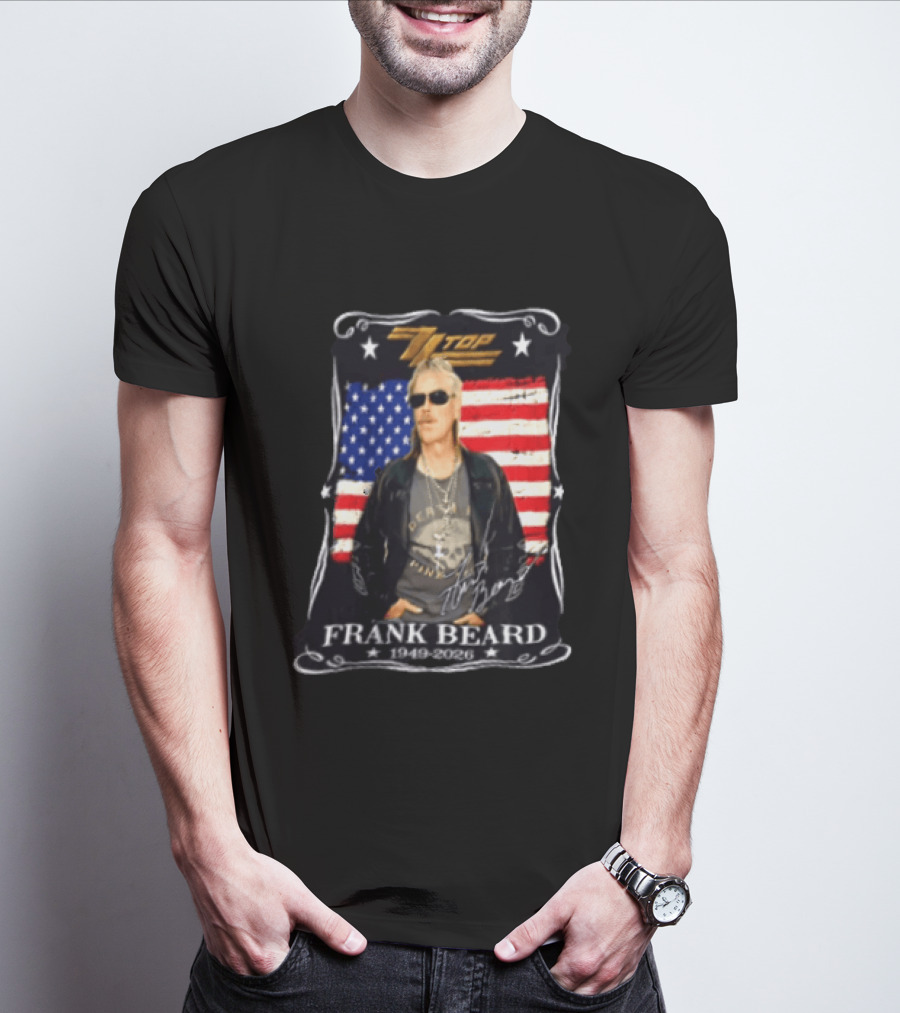 ZZ Top Frank Beard 1949 2026 American Flag Memorial T-Shirt