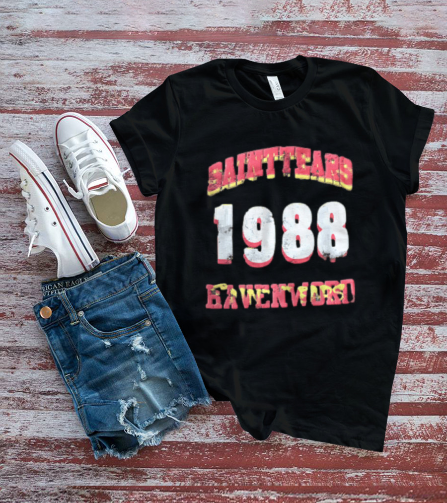 Saint Tears Havenford 1988 Distressed Athletic Block Font Numbers T-Shirt