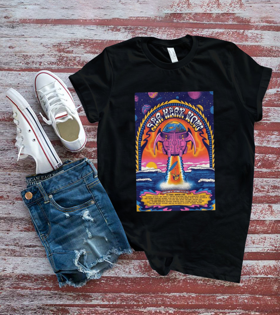 Sea Hear Now Asbury Park September 19 20 2026 The Strokes Mumford & Sons Psychedelic Spaceship Surf T-Shirt