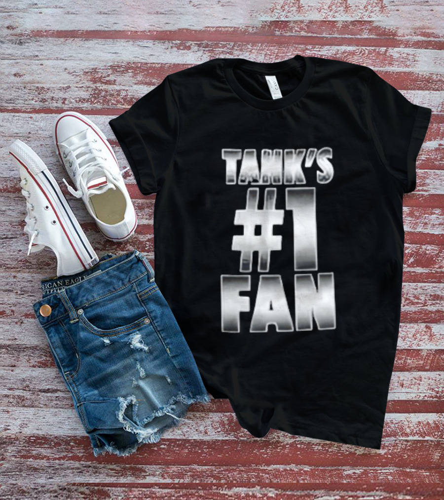 Tank's #1 Fan Silver Metallic Gradient Chrome Block T-Shirt