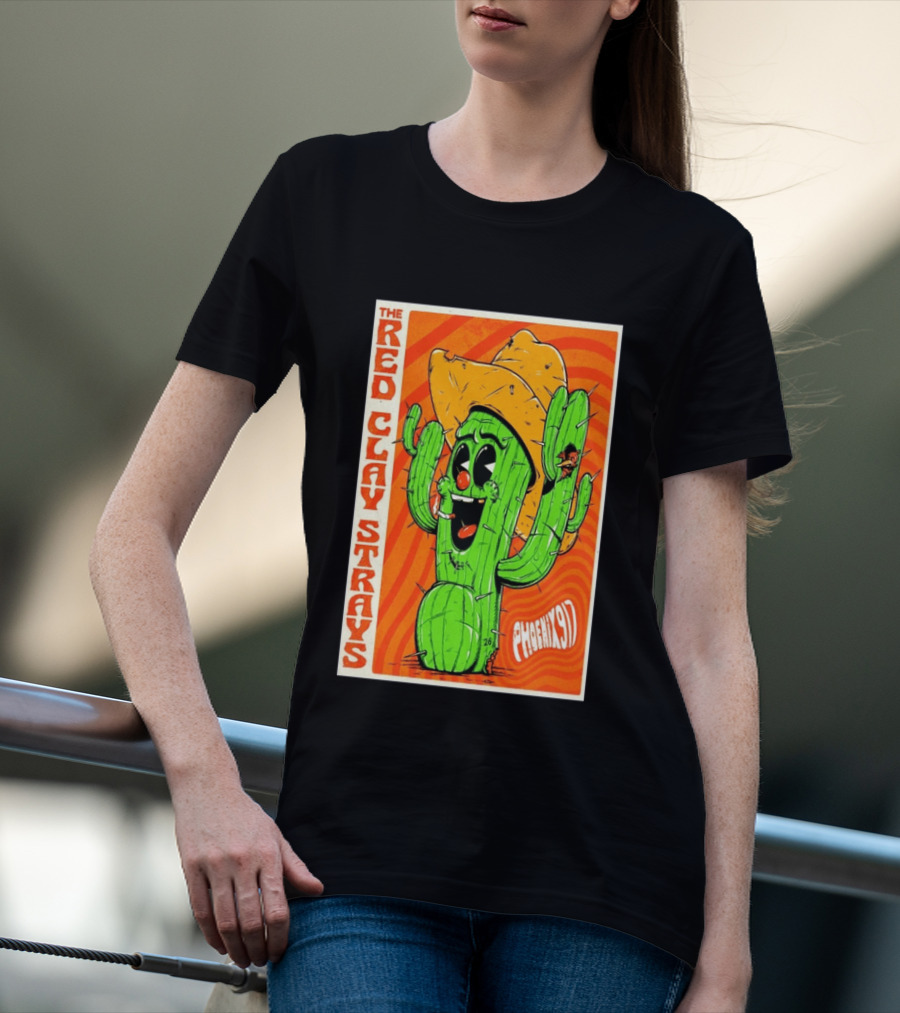 The Red Clay Strays Phoenix Cactus Character 2026 Desert Diamond Arena T-Shirt