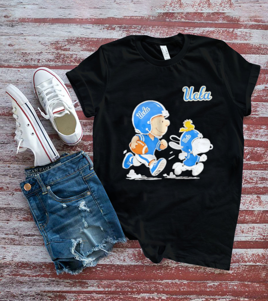 UCLA Charlie Brown Woodstock Snoopy Football NCAA Bruins Collaboration T-Shirt