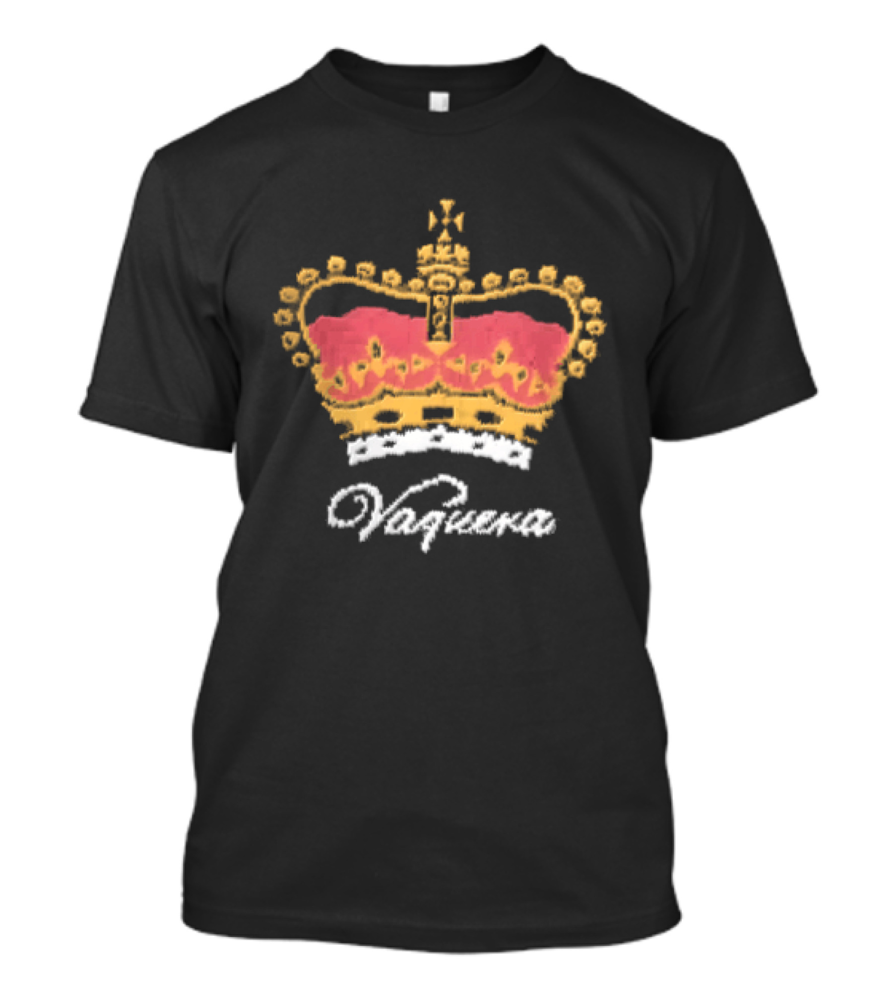 Vaquera Script British Royal Crown Red Gold White Knit T-Shirt