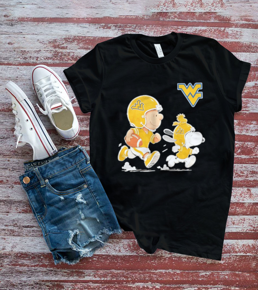 West Virginia Mountaineers Football Snoopy Woodstock Charlie Brown NCAA Running T-Shirt